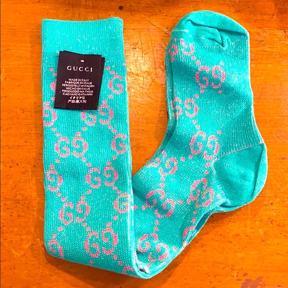 Gucci green pink shimmer gg socks